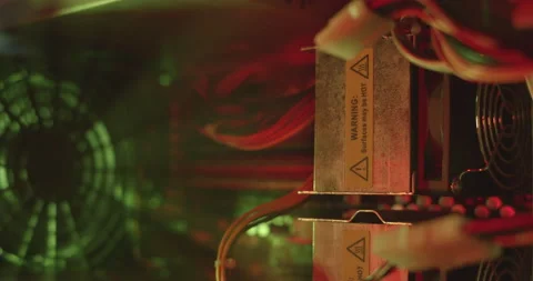 Macro view inside a working computer. Light rays Stock Footage 145104585