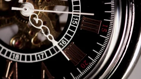 Macro view of internal gears moving inside mechanical watch Stock Footage 329595910