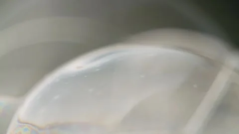 Macro view of iridescent soap bubble surface swirling with vibrant liquid c.. Stock Footage 337805513