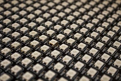 Macro View of LED Matrix Display Grid Stock Photos