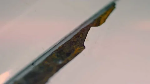 Macro view of an old rusty washing machine in the interior. Rust problem Stock Footage 146209898