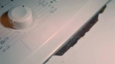 Macro view of an old rusty washing machine in the interior. Rust problem Stock Footage 146210065