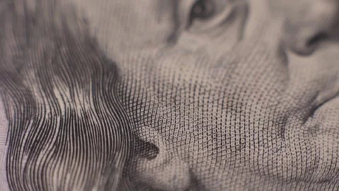 Macro view of one hundred US dollars. Concept of business financing and Stock Footage 264584824