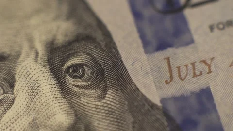 Macro view of one hundred US dollars. Concept of business financing and Stock Footage 264584856