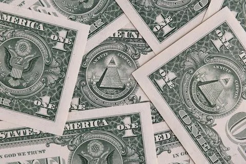 Macro View of One US Dollar Bills with Focus on the Pyramid and Eye of Prov.. Stock Photos