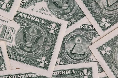 Macro View of One US Dollar Bills with Focus on the Pyramid and Eye of Prov.. Stock Photos