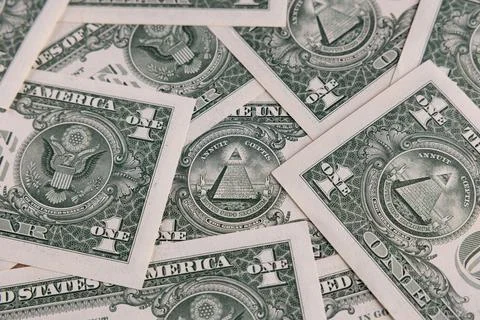 Macro View of One US Dollar Bills with Focus on the Pyramid and Eye of Prov.. Stock Photos