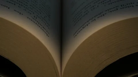Macro view open book with text inside Video stock 144445827