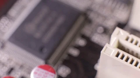 Macro view of PCI-E slots on the motherboard, slider shoot 库存影片 106996157
