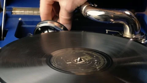 Macro view: Playing Old vintage retro gramophone. 4k 60fps Stock-Footage 103313389