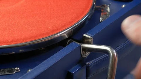Macro view: Playing Old vintage retro gramophone. 4k 60fps Stock-Footage 103314539
