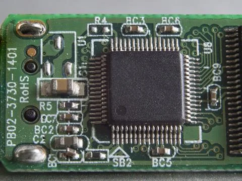 Macro  view of a portion of a microchip Stock Photos