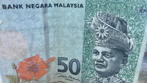 Macro view of the RM50 Malaysian banknote Stock Photos