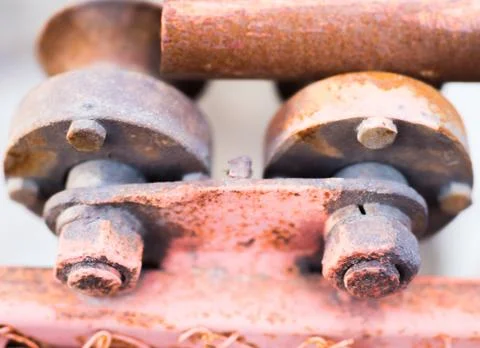 Macro view of a rusty object. Detail of a metallic old machinary. Pattern of 스톡 사진