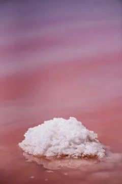 Macro View of the salt rock in red water Salinas Torrevieja Spain Sunny day w Stock Photos