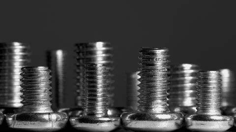 Macro view of screws camera sliding move Abstract black and white 4k Stock Footage 161308364