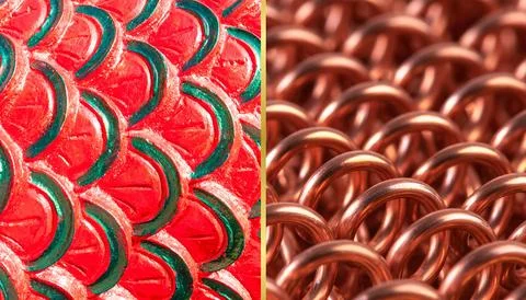 Macro view of spiral copper wire as abstract metal and energy industry Stock Illustration