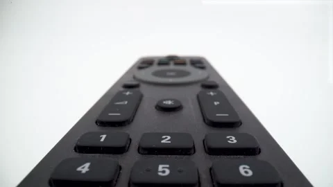 Macro view of television remote control on isolated white background Stock Footage 325808719