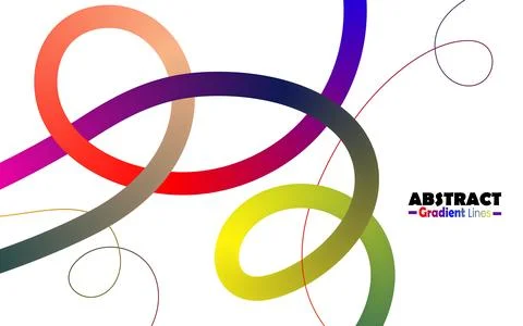 Macro view of thick overlapping colorful tubes with soft gradients on white.. 스톡 일러스트