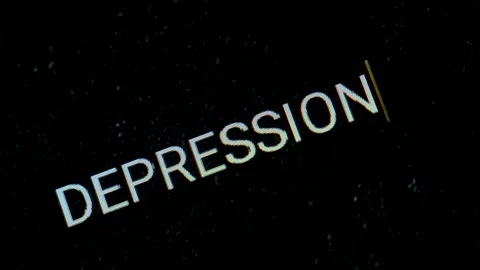 Macro view of typing text on phone or pc screen: Depression. Close up 4k stoc Stock Footage 149517423