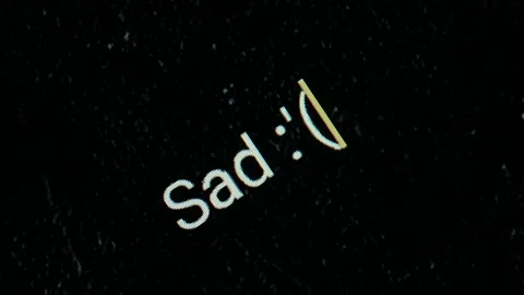 Macro view of typing text on phone or pc screen: Sad smile. Close up 4k stock Stock Footage 150797163