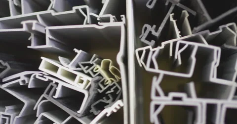 Macro View of Various Plastic and Rubber Window Profiles Stock Footage 329222760