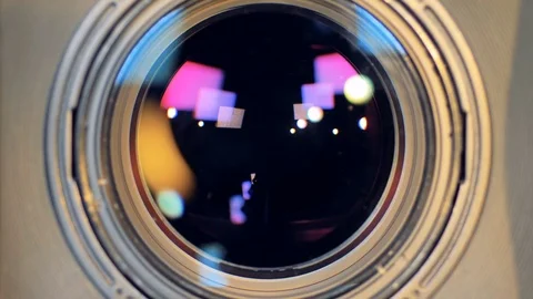 A macro view of a working camera lens. 스톡 동영상 81233223