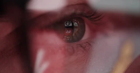 Macro View Of Young Man'S Eyes Glasses Web Browsing Doom Scrolling Internet Stock Footage 172137731