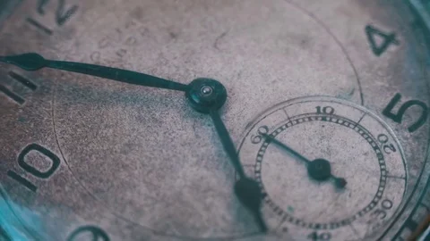 Macro vintage pocket watch time going fast Stock Footage