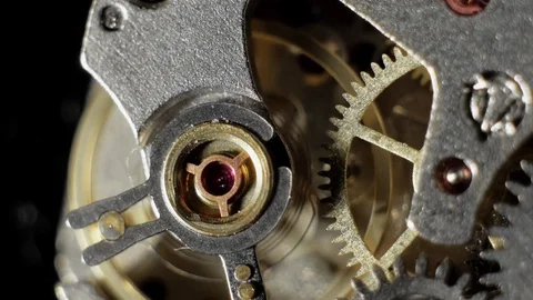 Macro watch mechanism, clockwork. 2 clips. Stock Footage 69885224