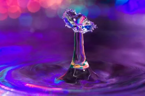 Macro of a water drop collision. Stock Photos
