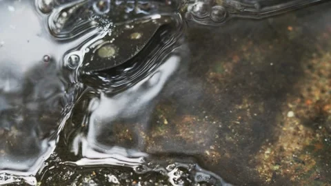 Macro Water Surface Movement with Bubbles and Wet Stones. Seamless Loop Stock-Footage 334099907