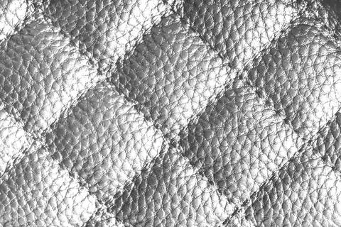 Macro of white quilted leather texture background with stitched pattern and.. Stock Photos