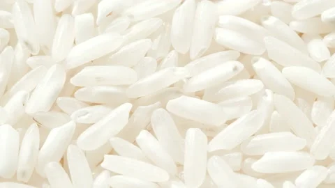 Macro white raw rice texture, food background, vegetarian healthy eating product Stock Footage 141451083