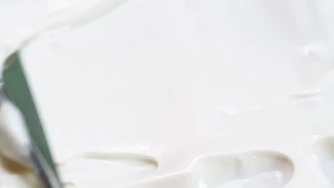 Macro white smooth eye, skin cream texture, closeup beauty facial cosmetics mask Stock Footage 195787649