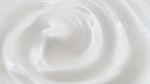 Macro white smooth eye, skin cream texture, closeup beauty facial cosmetics mask Stock Footage 313319391