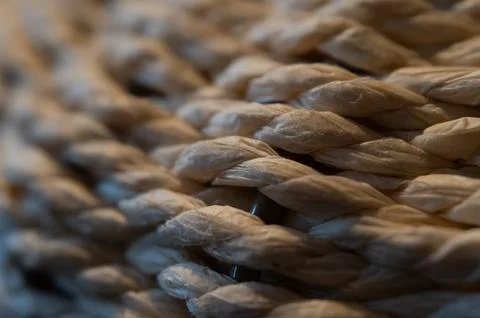 Macro Woven Rope Texture: Selective Focus Detail on Natural Fibers, Abstrac.. Stock Photos