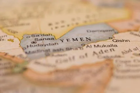 Macro of Yemen on a globe, Stock Photos