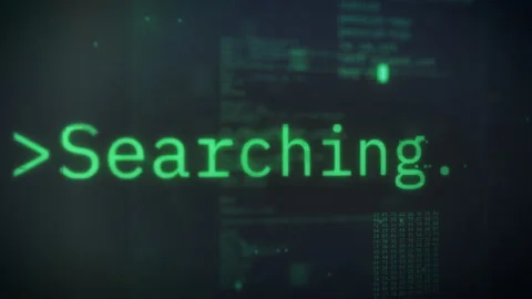 Macro zoom out of Search program launches on screen filled with lines of code Stock Footage 208953002