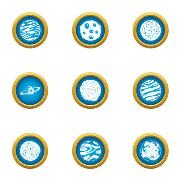Macrocosm icons set, flat style Stock Illustration