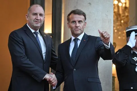 Macron hosts bilateral talks on sidelines of International Space Summit, Paris,  Stock Photos