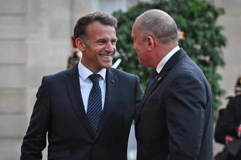 Macron hosts bilateral talks on sidelines of International Space Summit, Paris,  Stock-Fotos