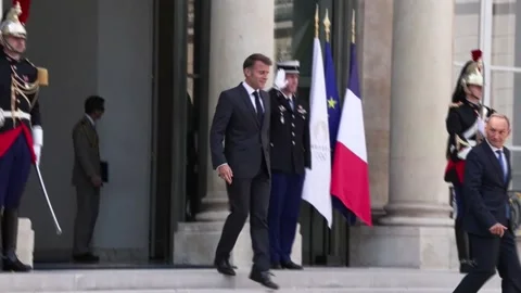 Macron meets Keir Starmer at the Elysée Palace, París, FR - 29 Aug 2024 Stock Footage 282972105