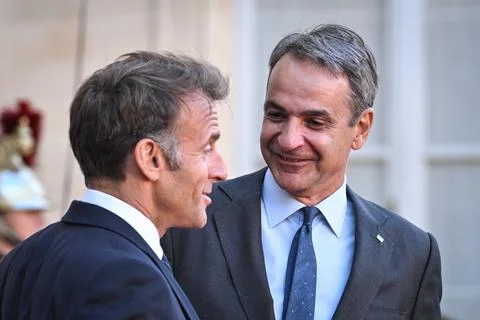 Macron, Mitsotakis hold talks on sidelines of International Space Summit, Paris, Фото