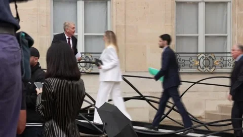 Macron receives Milei at the Elysee Palace in Paris, París, FR - 26 Jul 2024 Stock Footage 280238578
