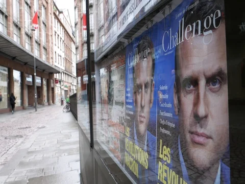 Macron revolution poster with city reflection Stock Footage 75359845