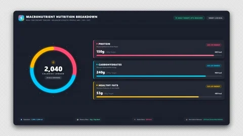 Macronutrient Donut Chart Calorie Overlay 4K Vídeos de archivo 346125890