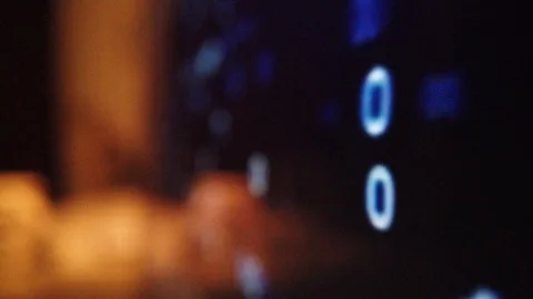 Macroscopic view of bouncing computer code on LCD computer screen Video stock 111659771