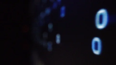 Macroscopic view of bouncing computer code on LCD computer screen Vídeo Stock 111660971