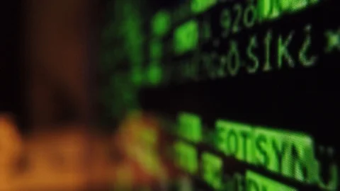 Macroscopic view of code sequence on LCD computer screen Video stock 111660602